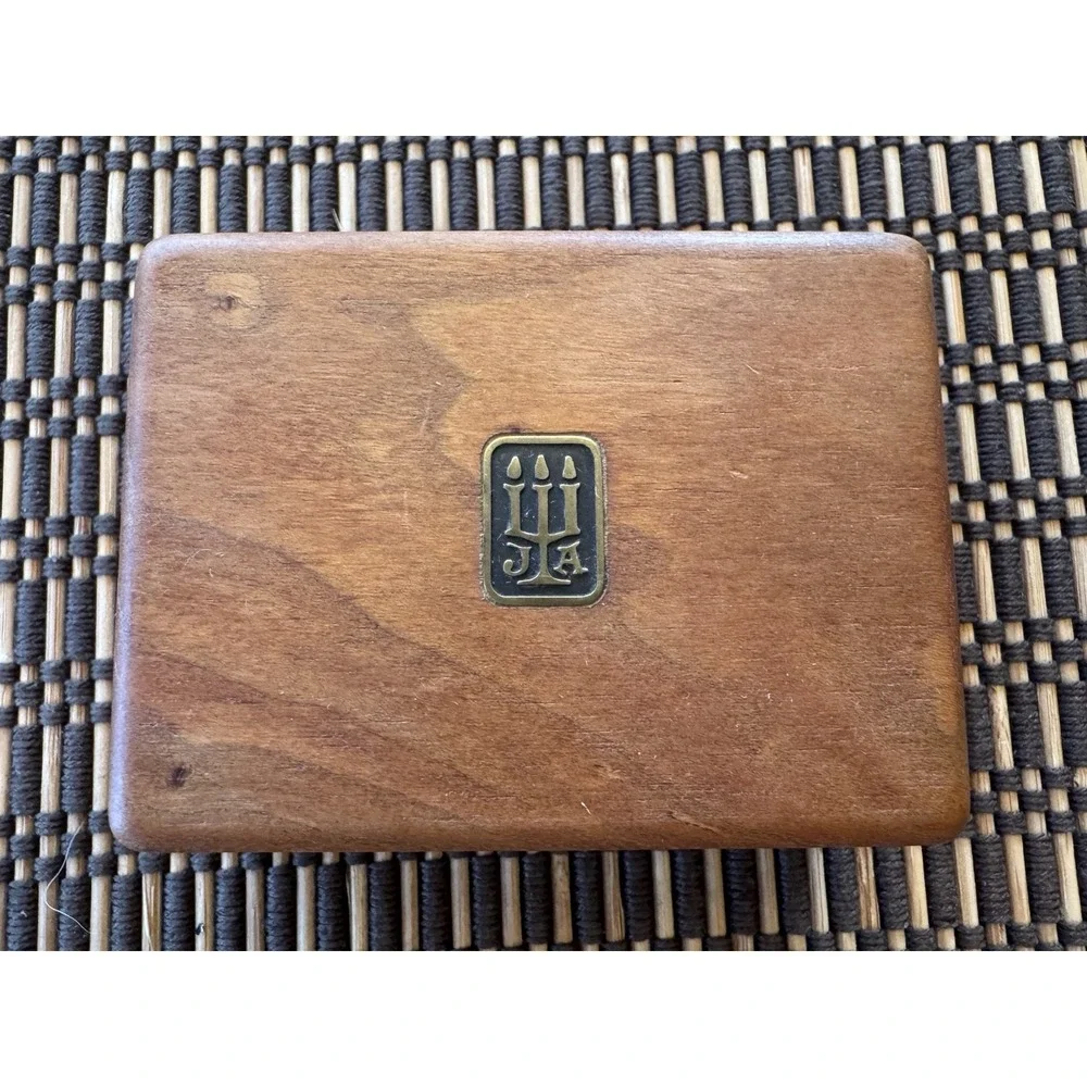 James Avery Brass Logo Retired Wooden Jewelry Box Dovetailed 3.25 x 2.5 X 1.5